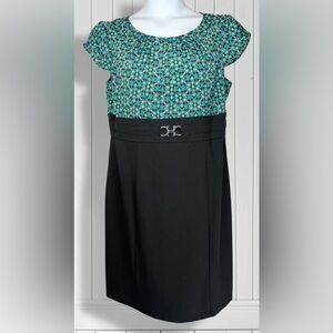 Alyx Black Teal High Waisted Work Dress